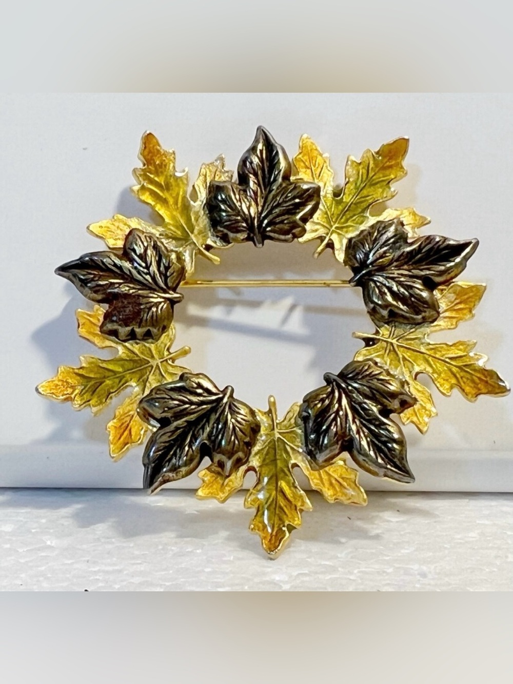 Statement Vintage Kenneth Cole Brooch Pin Leaf Signed Approximately 2"